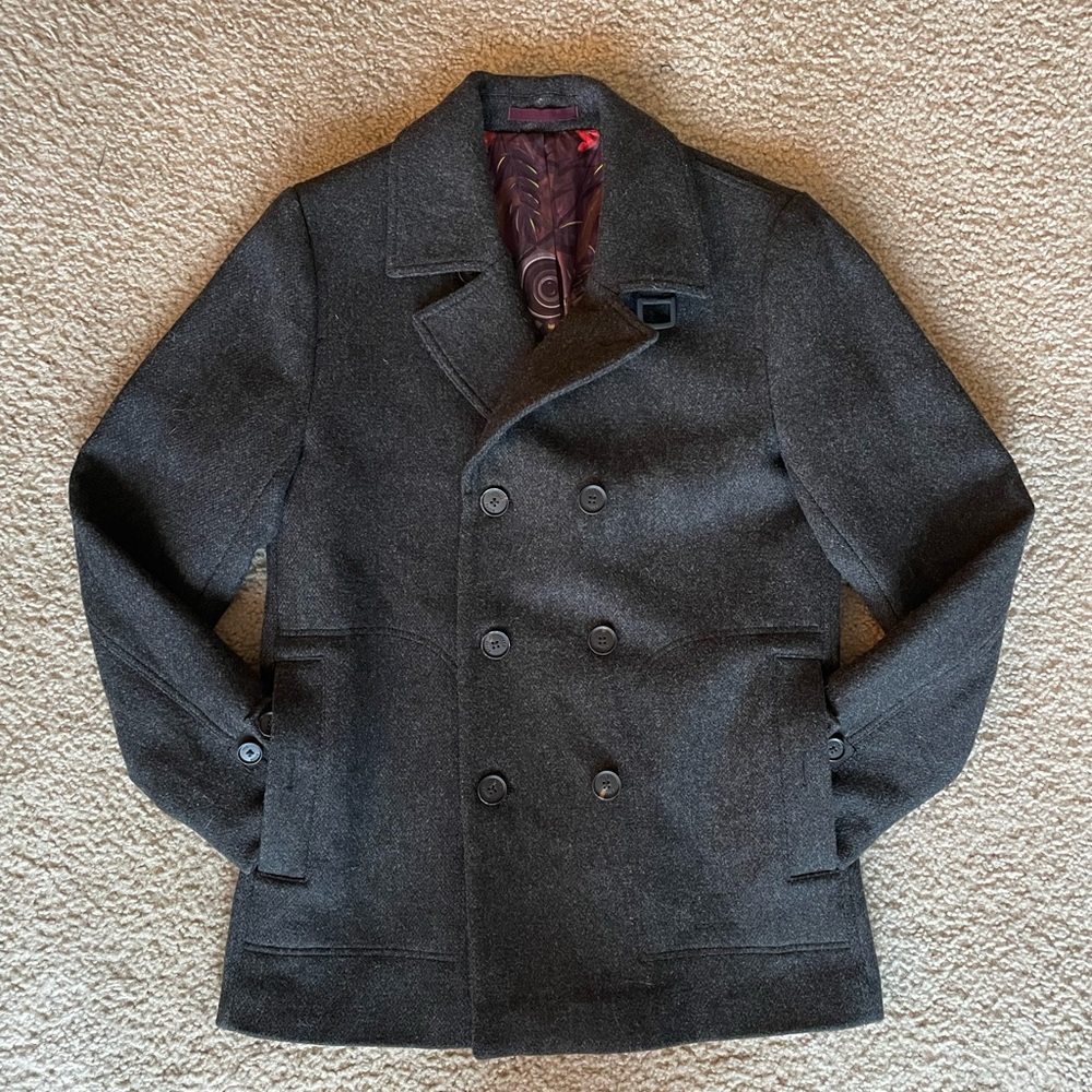 NWOT Ted Baker Wool Peacoat Charcoal